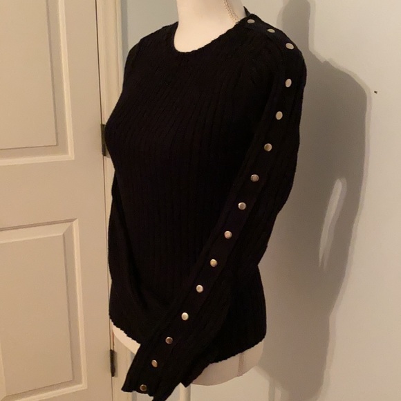Black sweater, snaps down entire left sleeve - Picture 3 of 5